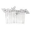 elegant bridal hair comb made with CZ diamond cut leaf shape stones