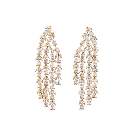 gold and crystal chandelier earrings